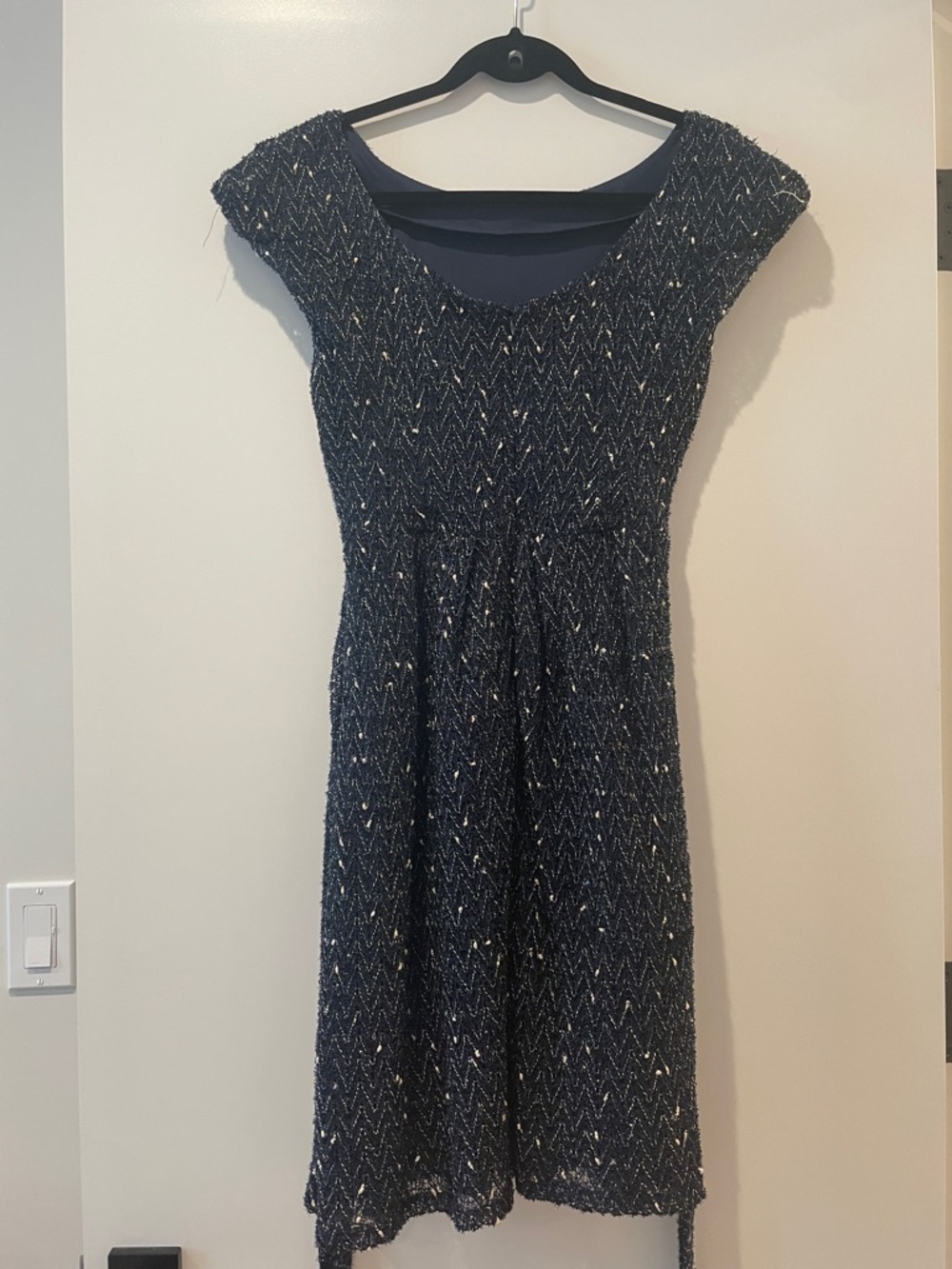 Eva Franco Navy Metallic Tweed Dress - Picture 4 of 8